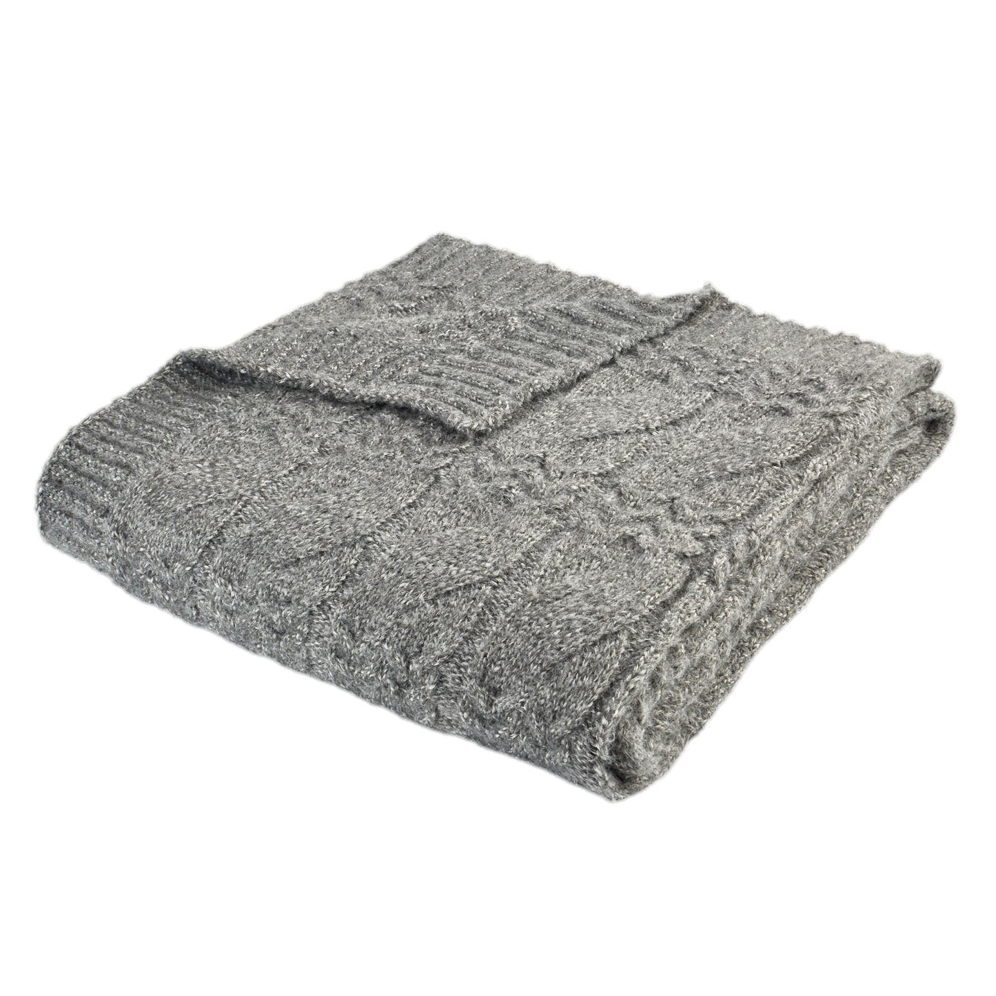 Bianca Grey Cosy Soft Cable Knit Blanket Throw