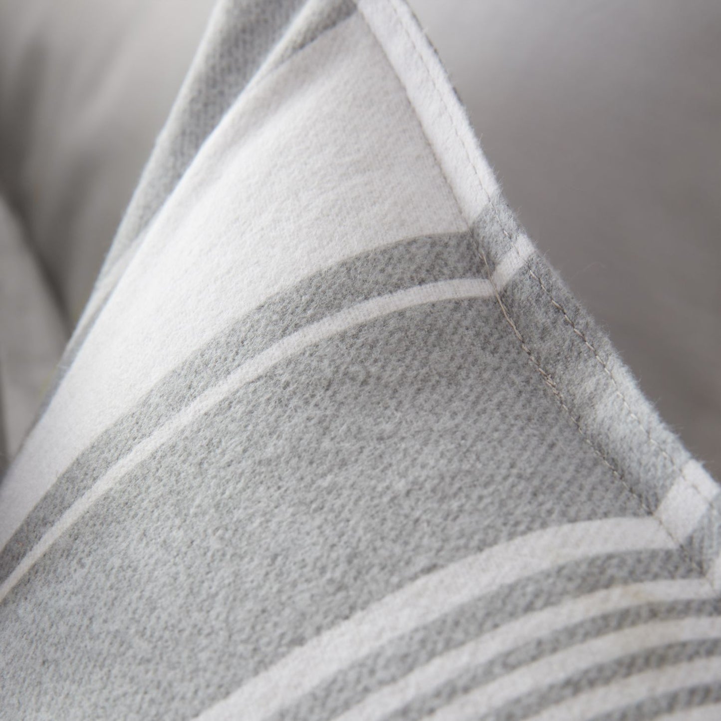 Bianca Brushed Cotton Grey Ticking Stripe Reversible Duvet Set