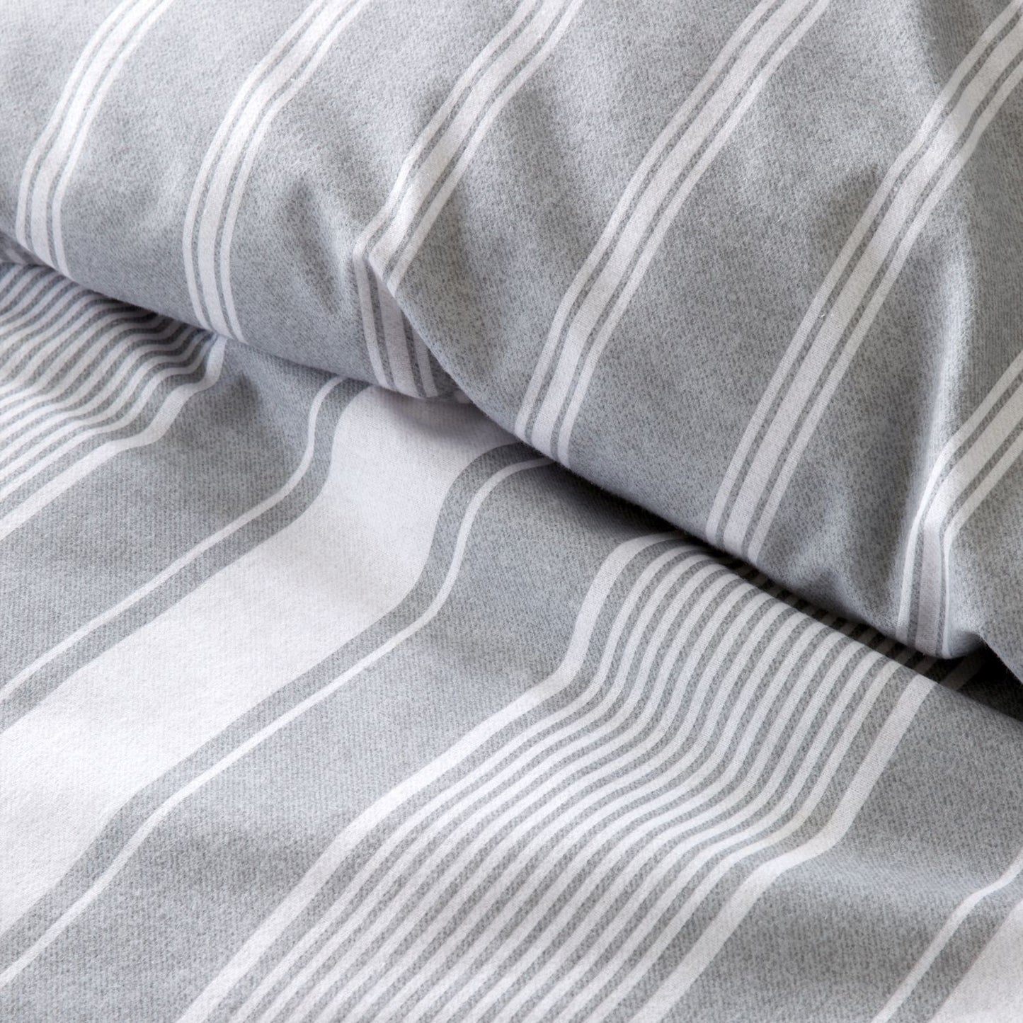 Bianca Brushed Cotton Grey Ticking Stripe Reversible Duvet Set