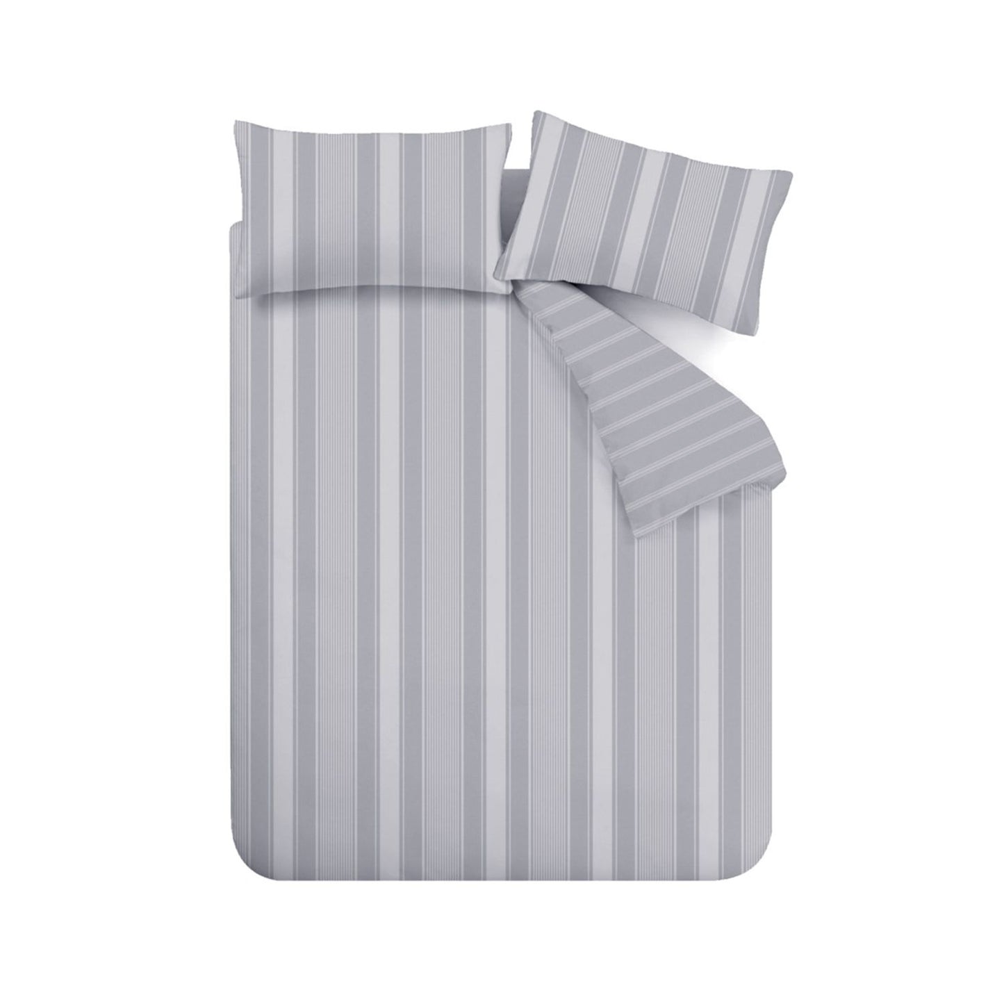 Bianca Brushed Cotton Grey Ticking Stripe Reversible Duvet Set
