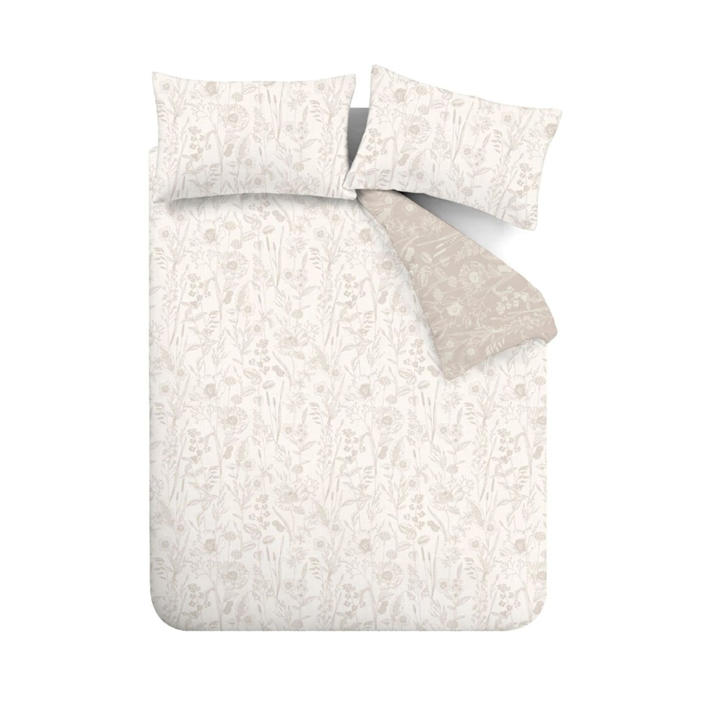 Bianca Brushed Cotton Floral Toile Natural Reversible Duvet Set