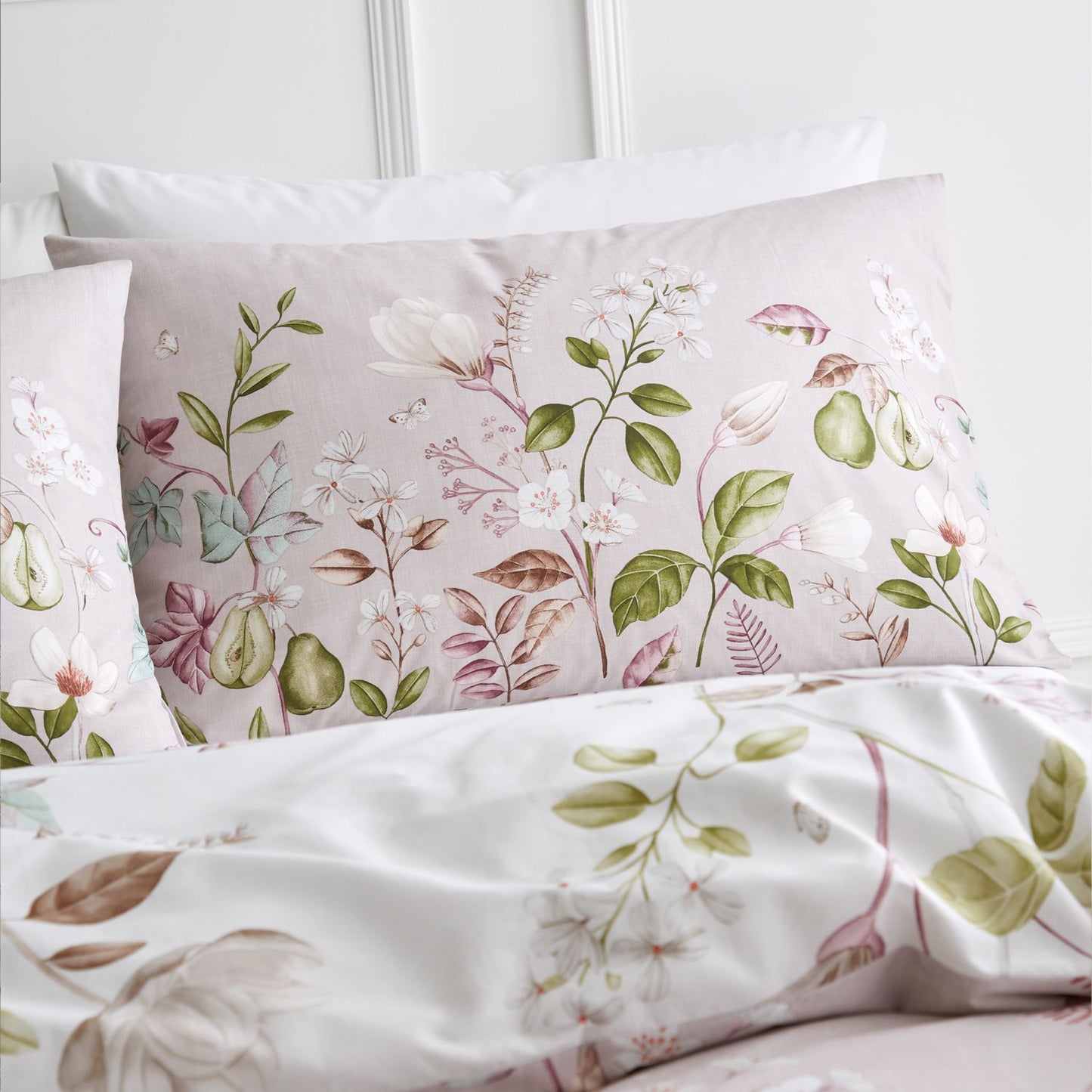 Bianca Francesca Floral Cream/Pink 200TC Cotton Reversible Duvet Set