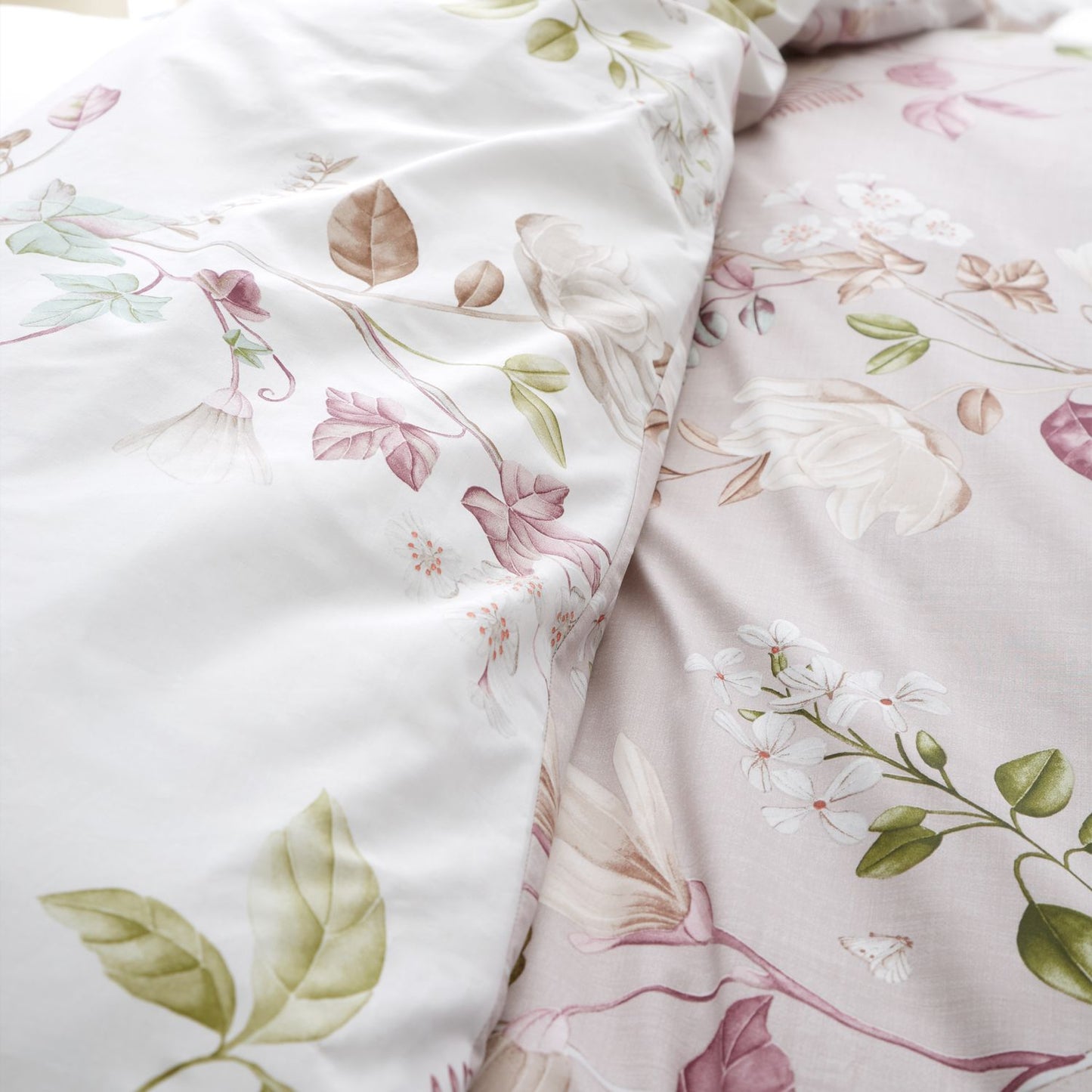 Bianca Francesca Floral Cream/Pink 200TC Cotton Reversible Duvet Set