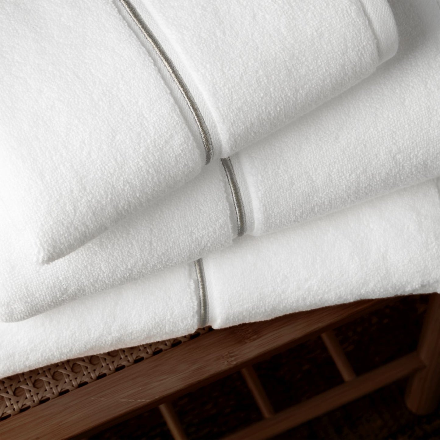 Bianca Zero Twist Satin Stitch White Cotton Towels