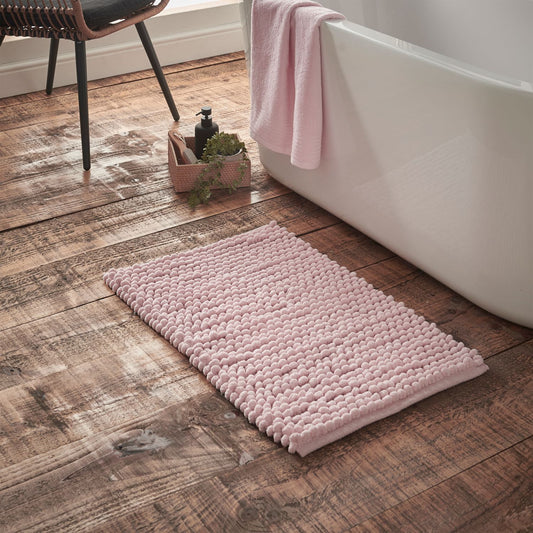 Bianca Aspen Pink Bobble Bath Mat