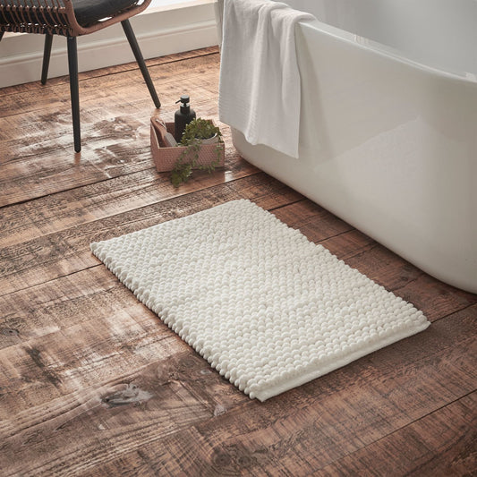 Bianca Aspen White Bobble Bath Mat
