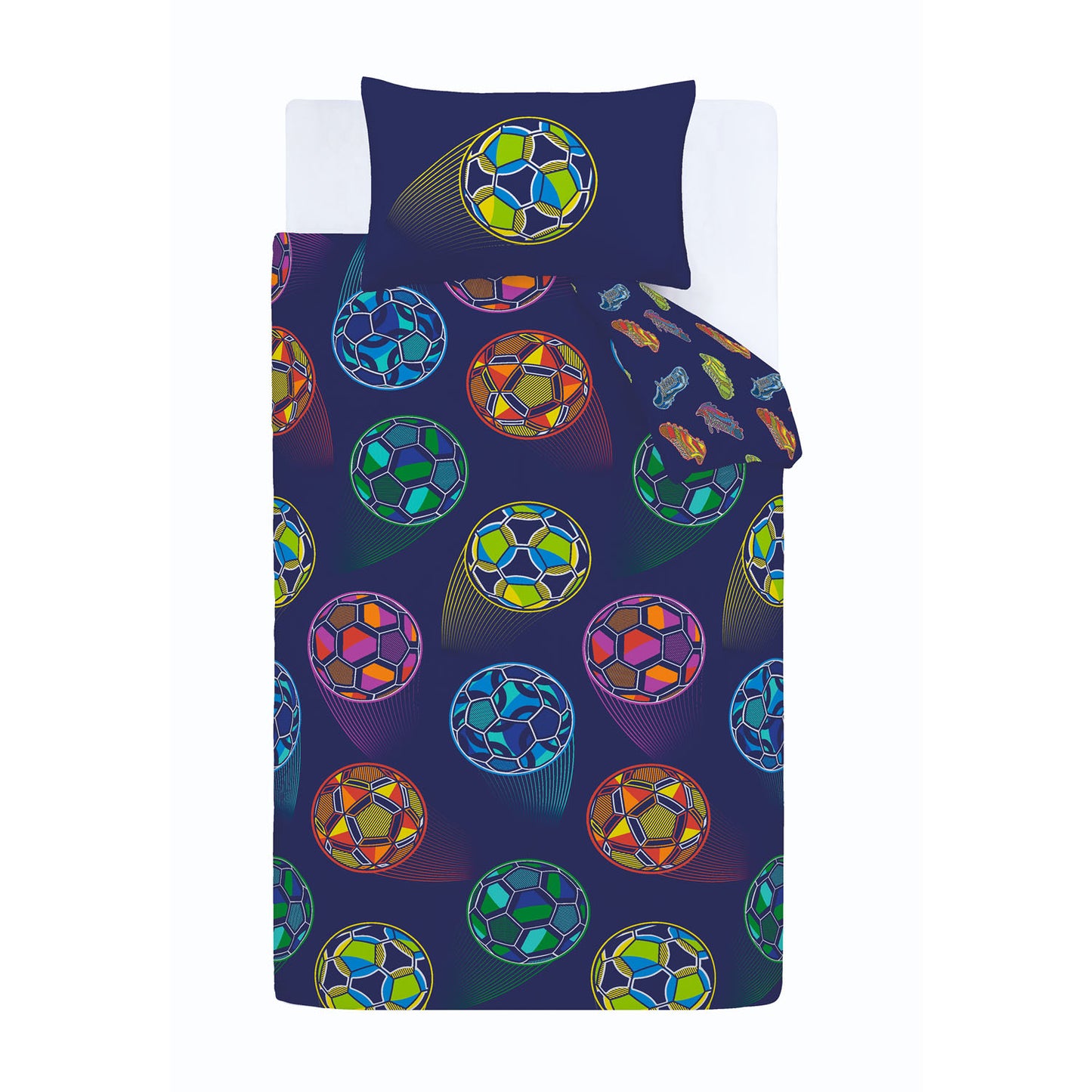 Catherine Lansfield Navy Blue Bright Football Reversible Duvet Set