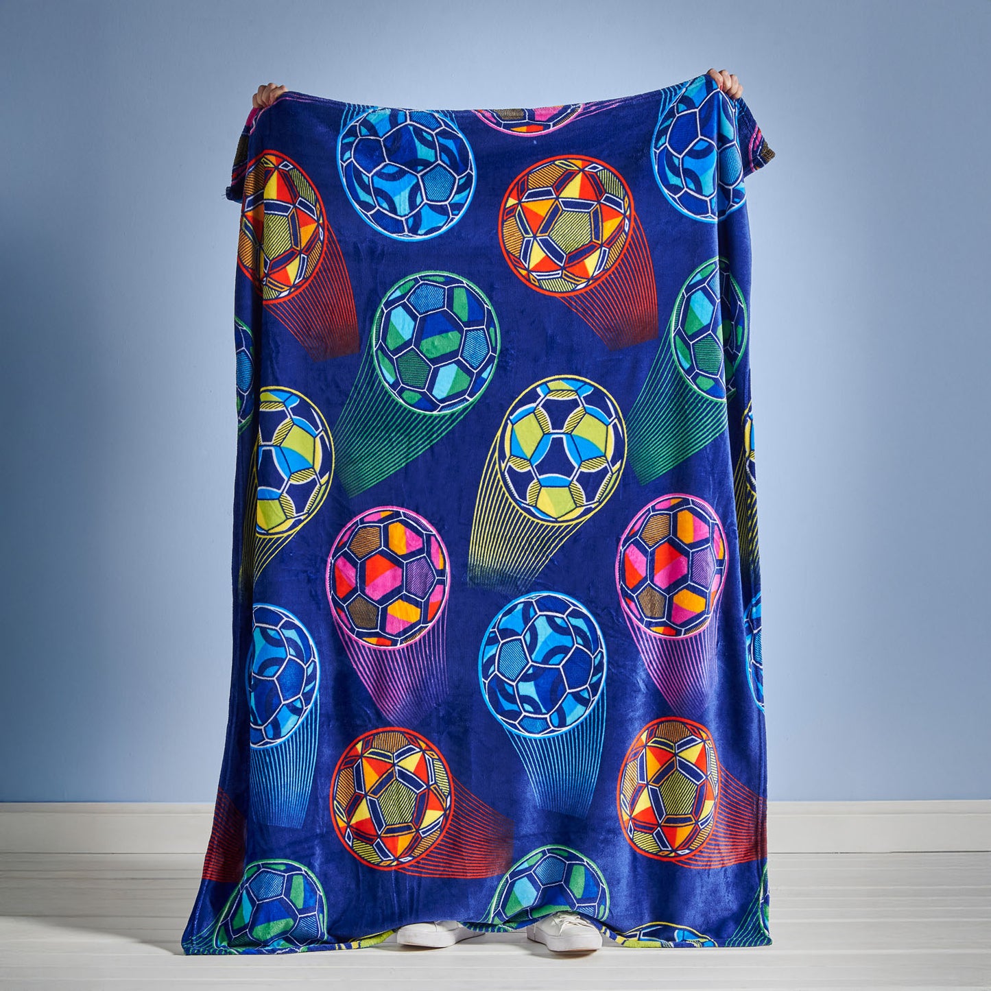 Catherine Lansfield Navy Blue Bright Football Fleece Throw