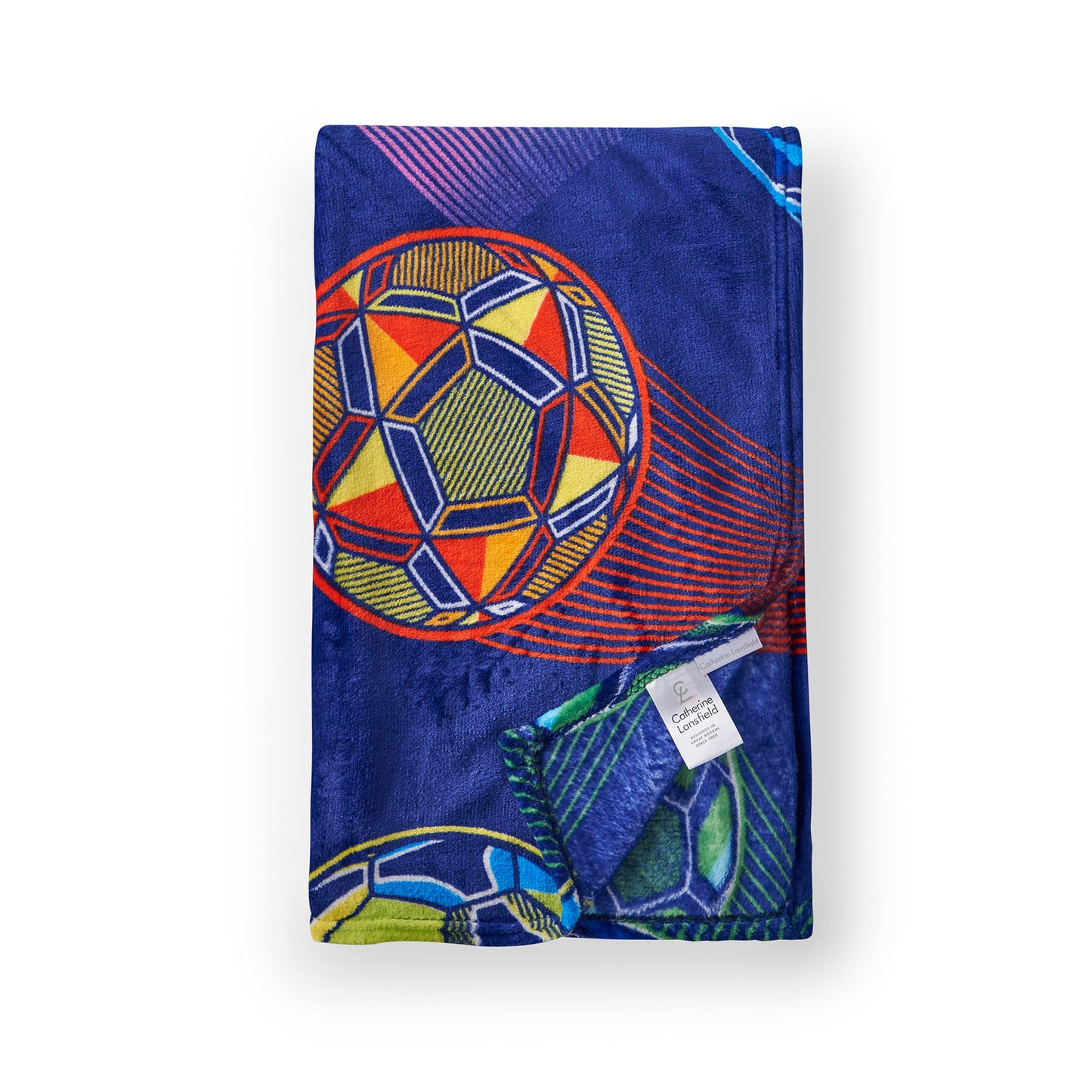 Catherine Lansfield Navy Blue Bright Football Fleece Throw