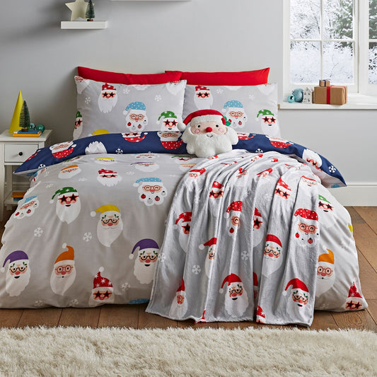Catherine Lansfield Christmas Santa Spec-Tacular Reversible Duvet Set