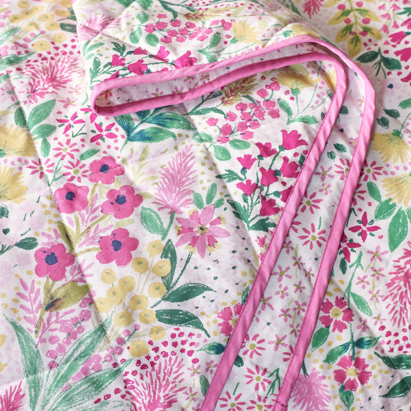 Catherine Lansfield Tilly Pink Floral Fully Reversible Bedspread