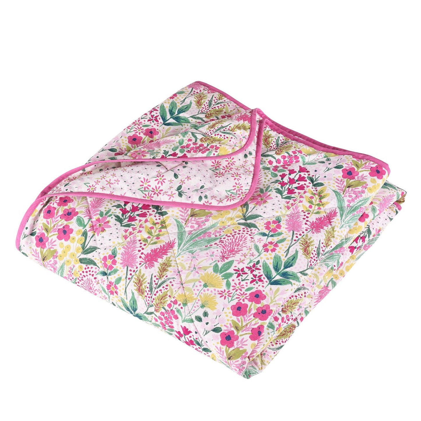 Catherine Lansfield Tilly Pink Floral Fully Reversible Bedspread