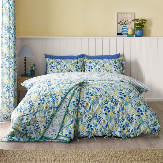 Catherine Lansfield Tilly Blue Floral Reversible Duvet Set