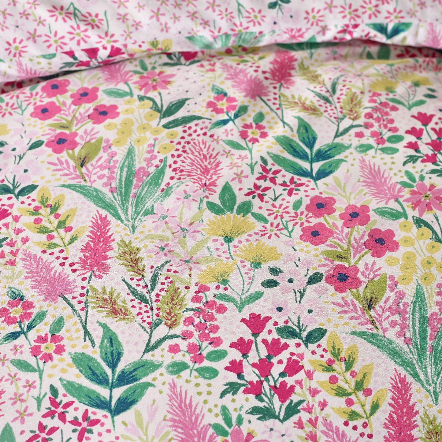 Catherine Lansfield Tilly Pink Floral Reversible Duvet Set