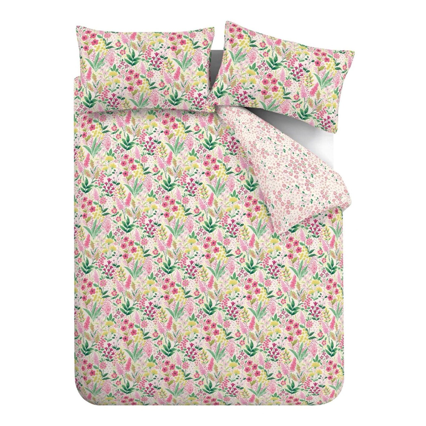 Catherine Lansfield Tilly Pink Floral Reversible Duvet Set