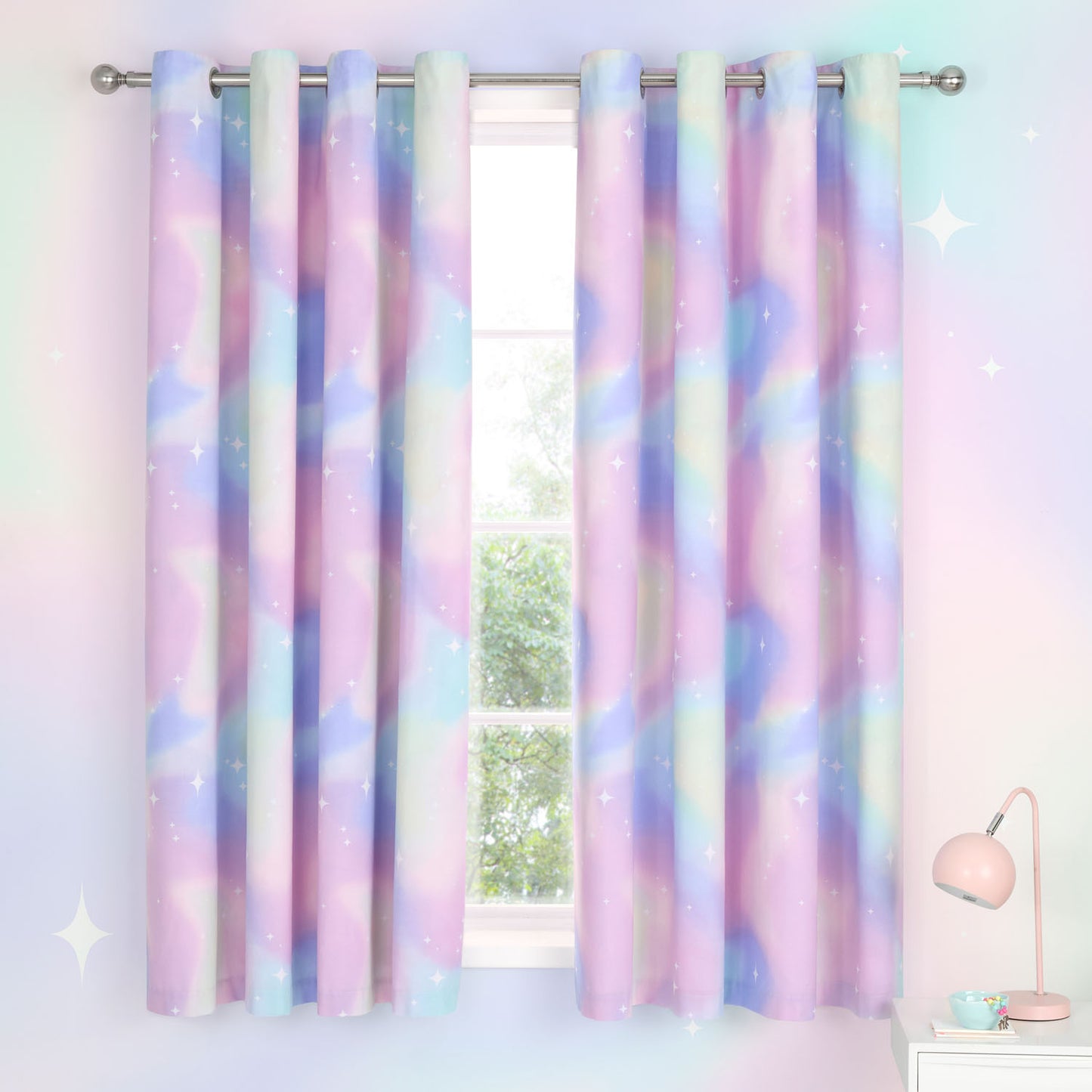 Catherine Lansfield Ombre Stars Reversible Eyelet Curtains