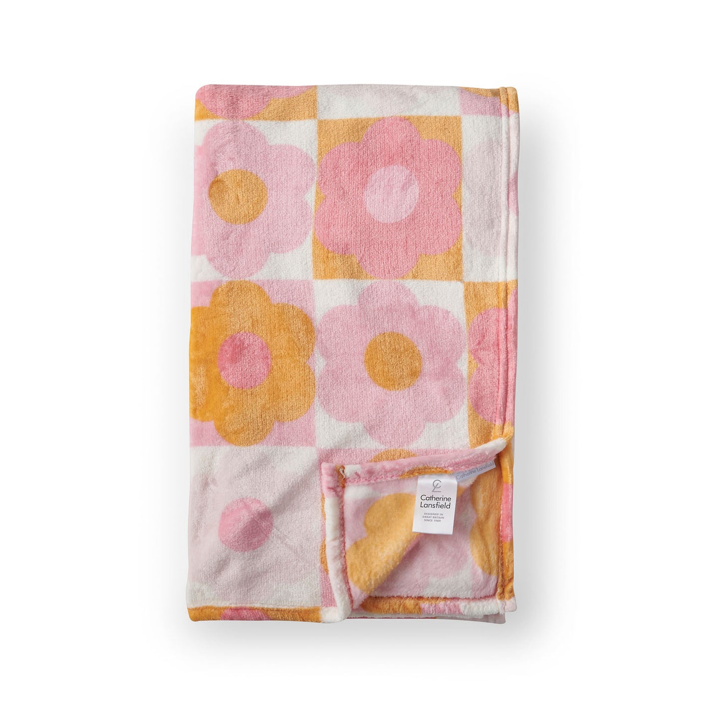 Catherine Lansfield Pink Retro Daisy Cosy Fleece Blanket Throw