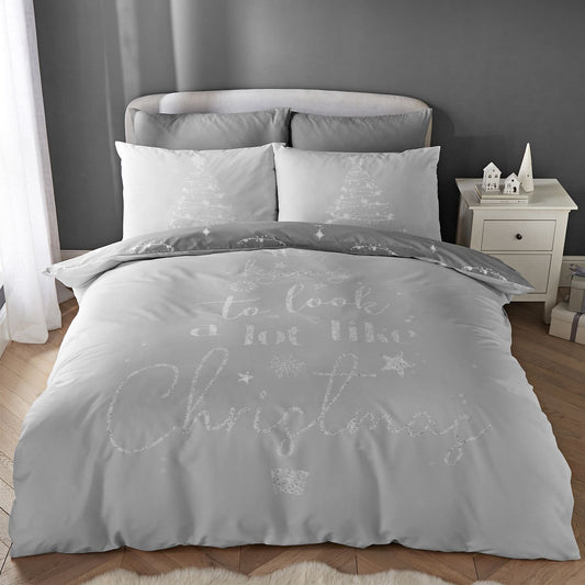 Catherine Lansfield A Lot Like Christmas Grey Reversible Duvet Set