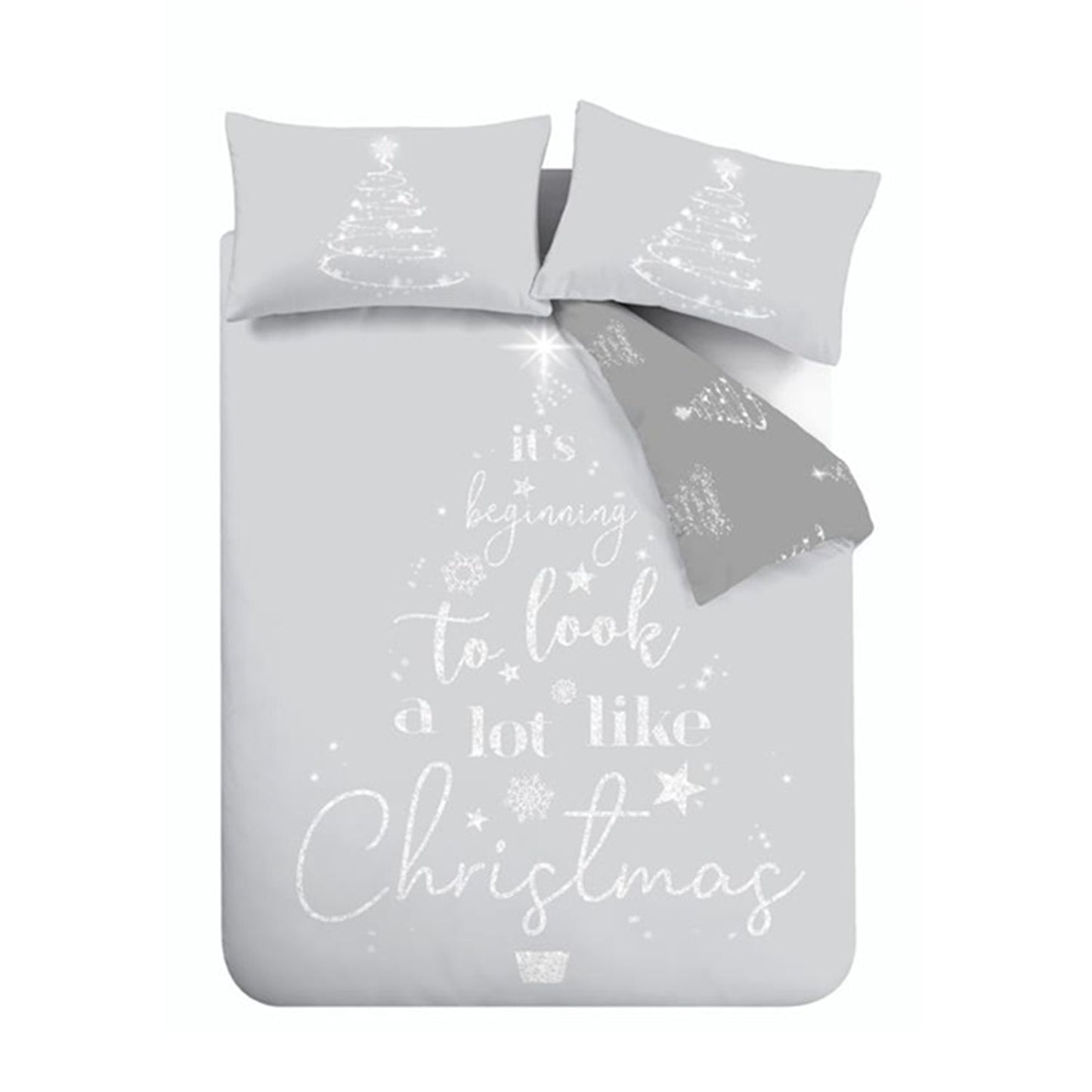 Catherine Lansfield A Lot Like Christmas Grey Reversible Duvet Set