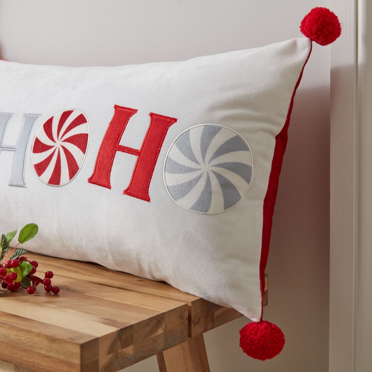 Catherine Lansfield Christmas Ho Ho Ho White Cushion