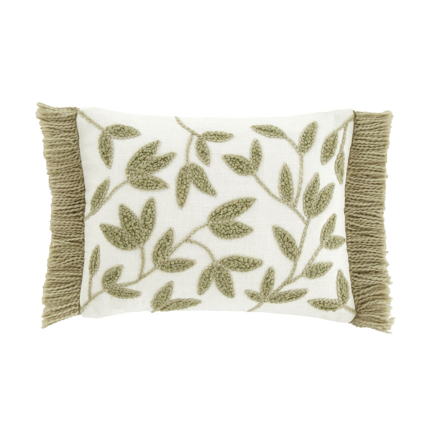 Catherine Lansfield Sorrel Leaves Green Tufted Cotton Cushion