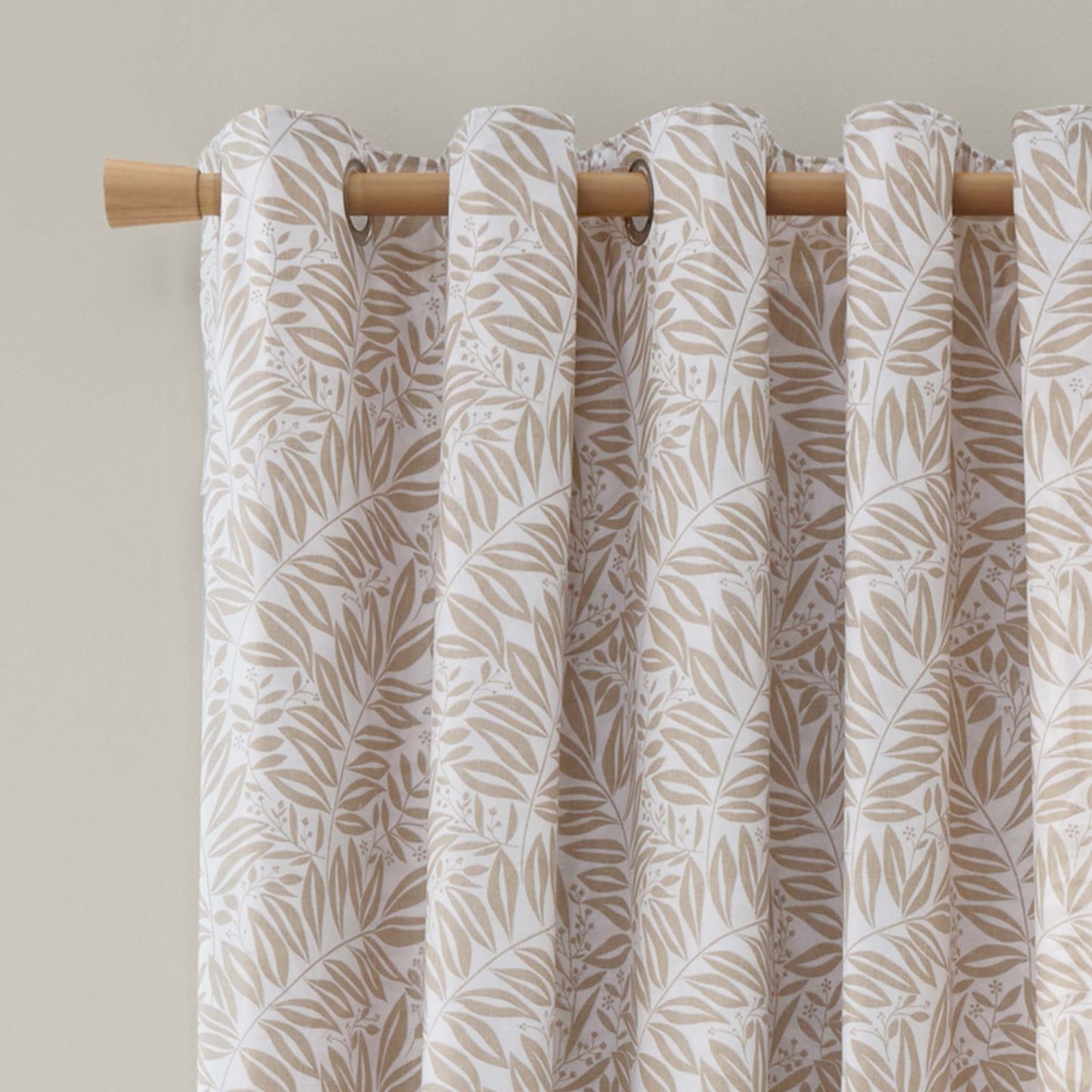 Catherine Lansfield Sorrel Leaf Natural Fully Reversible Eyelet Curtains