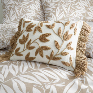 Catherine Lansfield Sorrel Leaves Natural Tufted Cotton Cushion