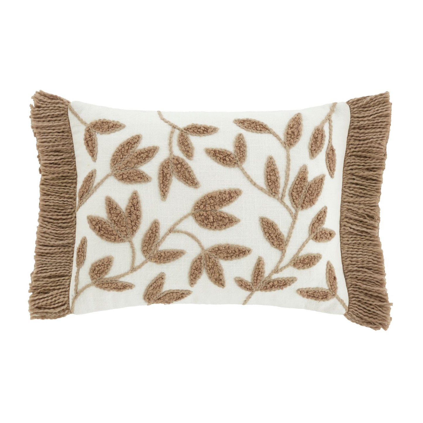 Catherine Lansfield Sorrel Leaves Natural Tufted Cotton Cushion