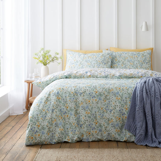 Bianca Ditsy Floral Green 200TC Cotton Reversible Duvet Set