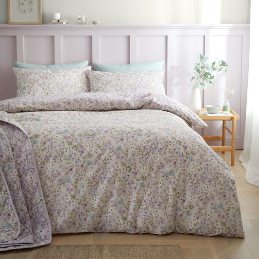 Bianca Ditsy Floral Lilac 200TC Cotton Reversible Duvet Set