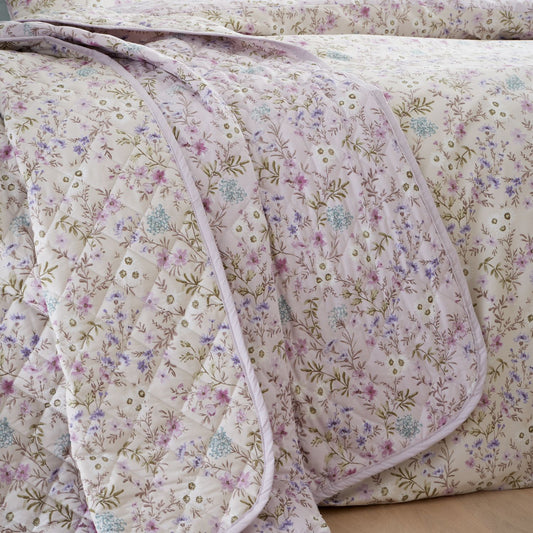 Bianca Ditsy Floral Lilac 200TC Cotton Reversible Bedspread