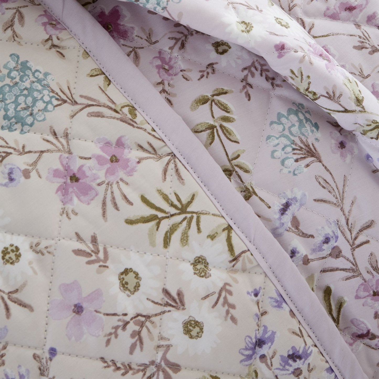 Bianca Ditsy Floral Lilac 200TC Cotton Reversible Bedspread