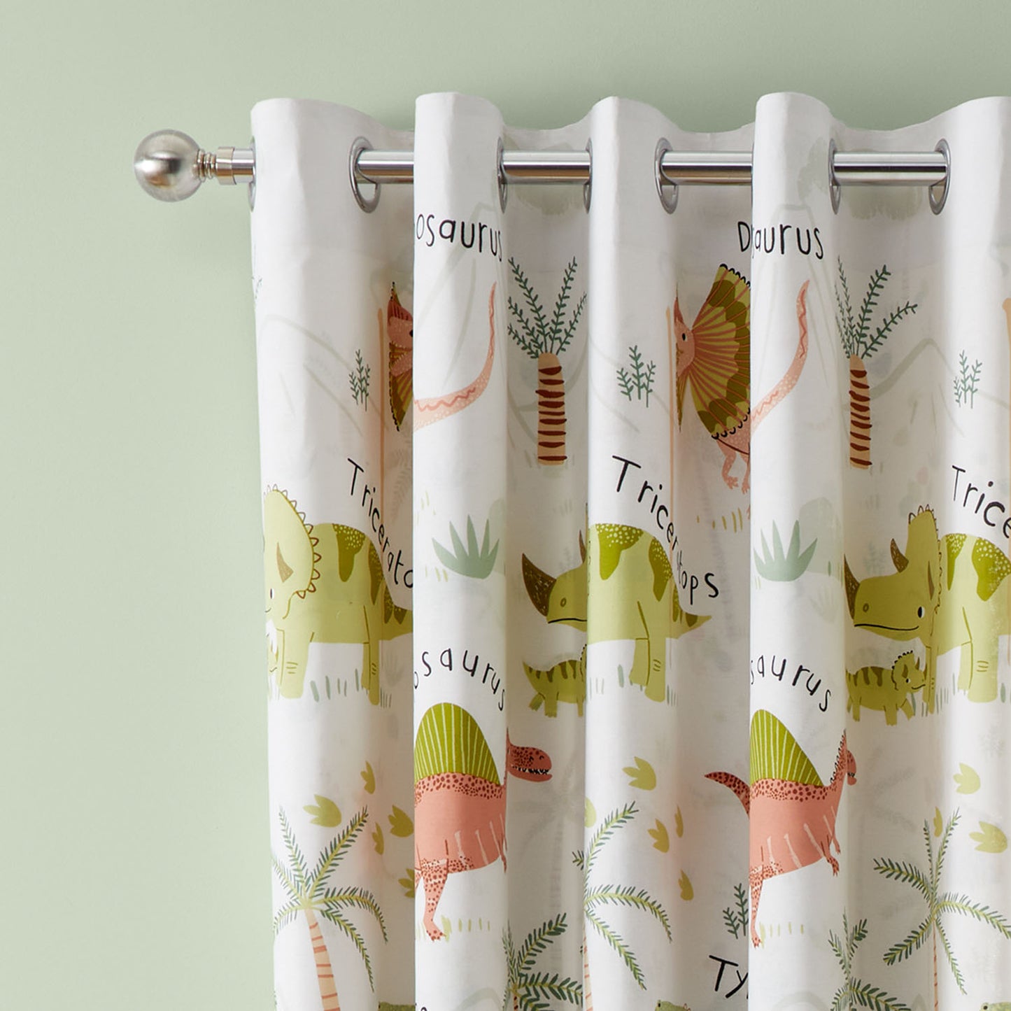 Catherine Lansfield Sleepy Dinosaur Reversible Eyelet Curtains