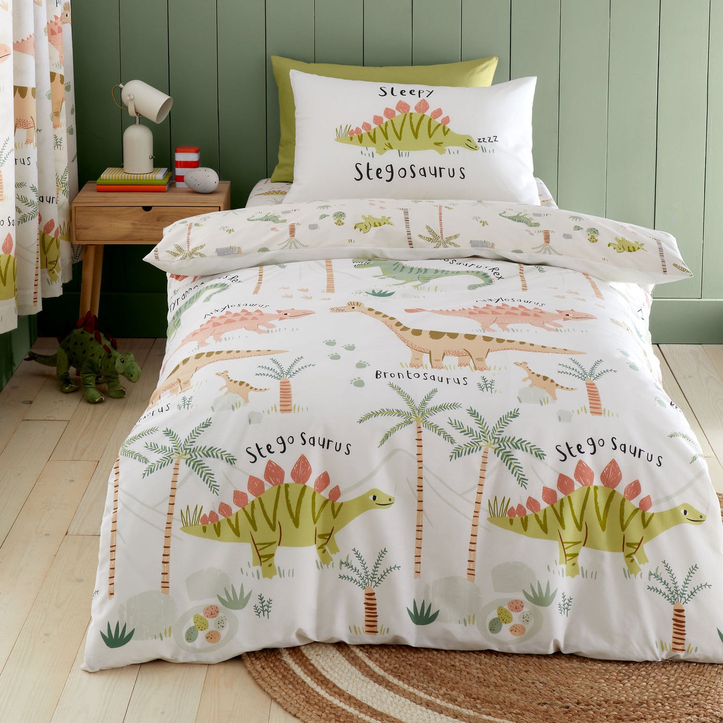 Catherine Lansfield Sleepy Dinosaur Reversible Duvet Set
