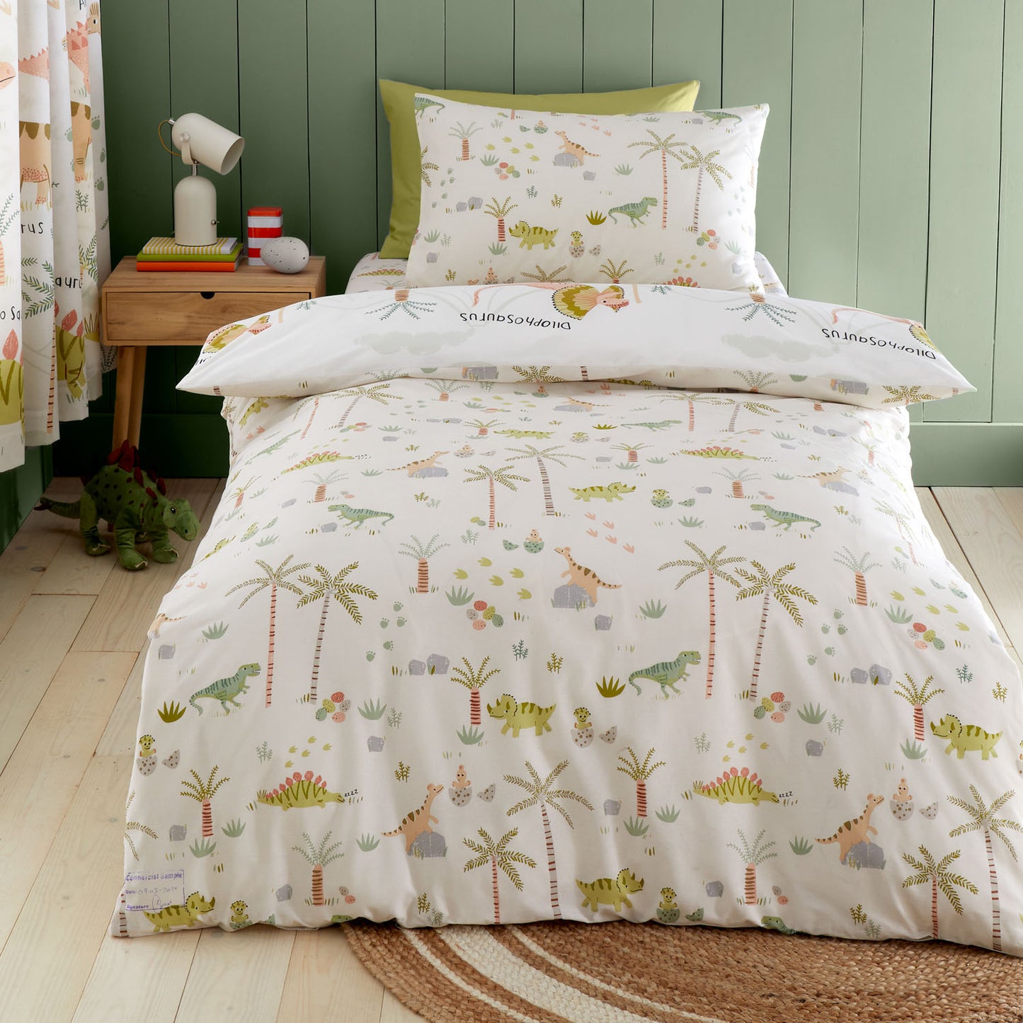 Catherine Lansfield Sleepy Dinosaur Reversible Duvet Set