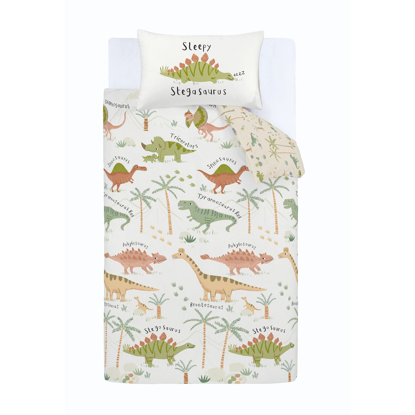 Catherine Lansfield Sleepy Dinosaur Reversible Duvet Set