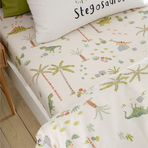Catherine Lansfield Green Sleepy Dinosaur Fitted Sheet