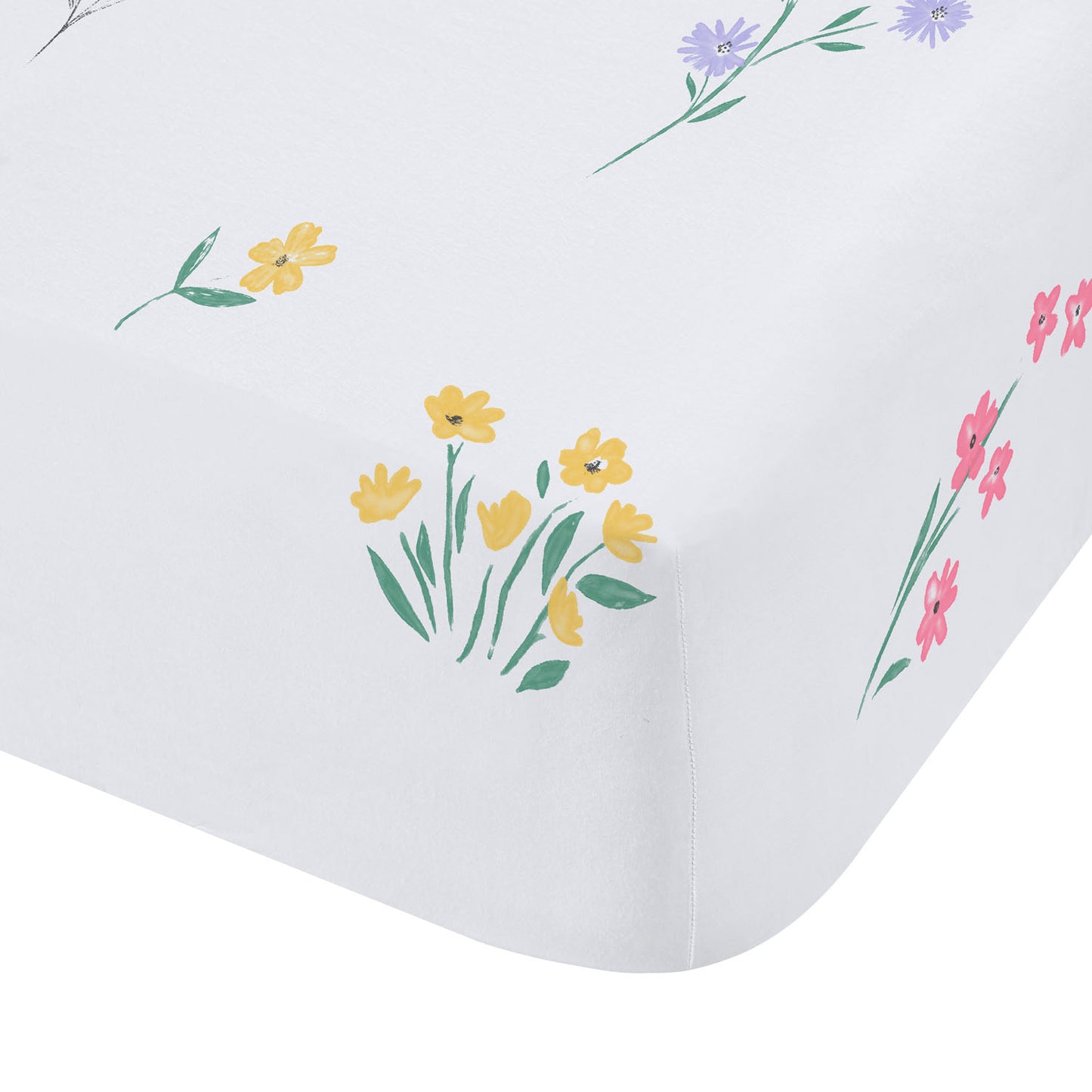 Catherine Lansfield White Bunny Tails Ditsy Flowers Fitted Sheet