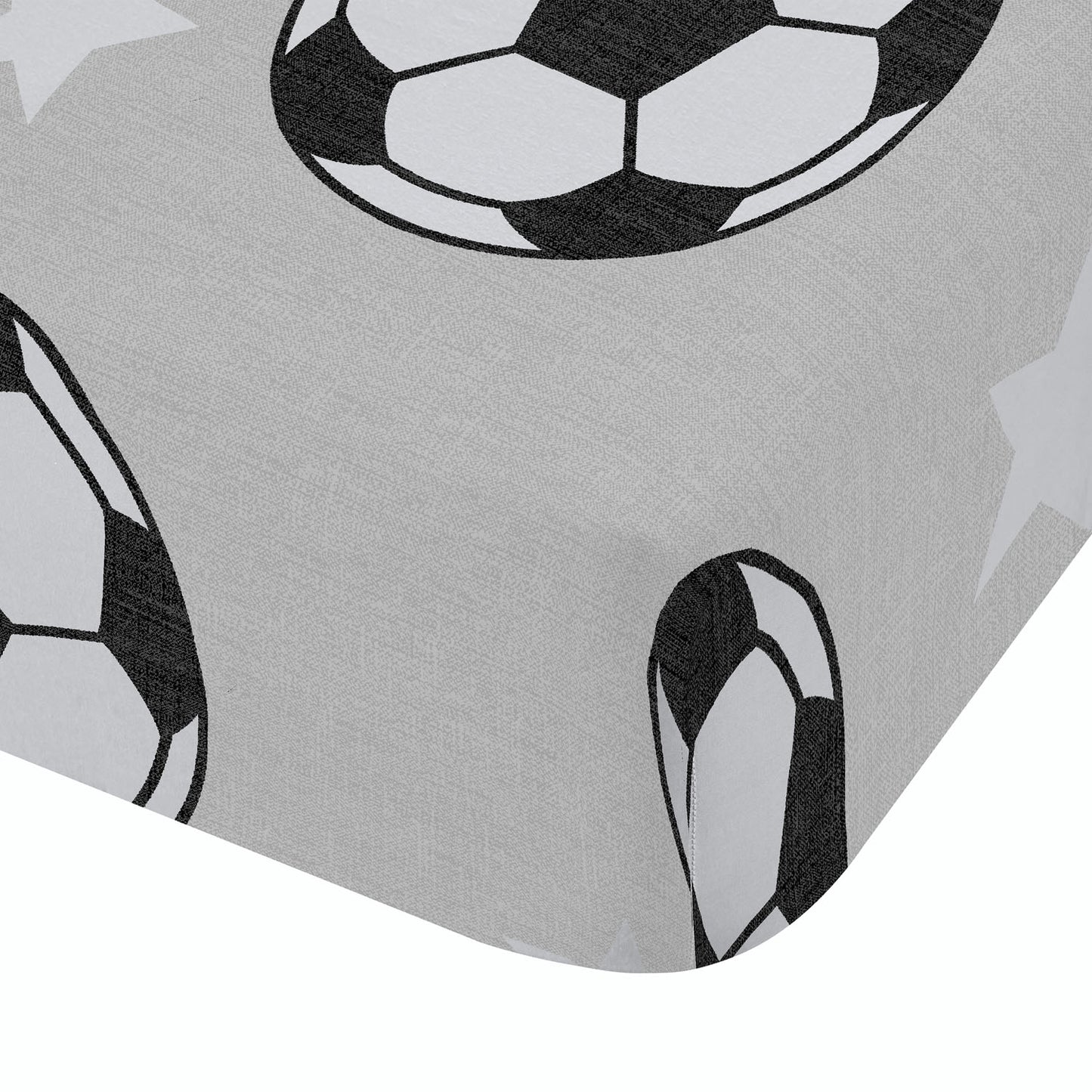 Catherine Lansfield Brushed Cotton Football Stars Grey Fitted Sheet