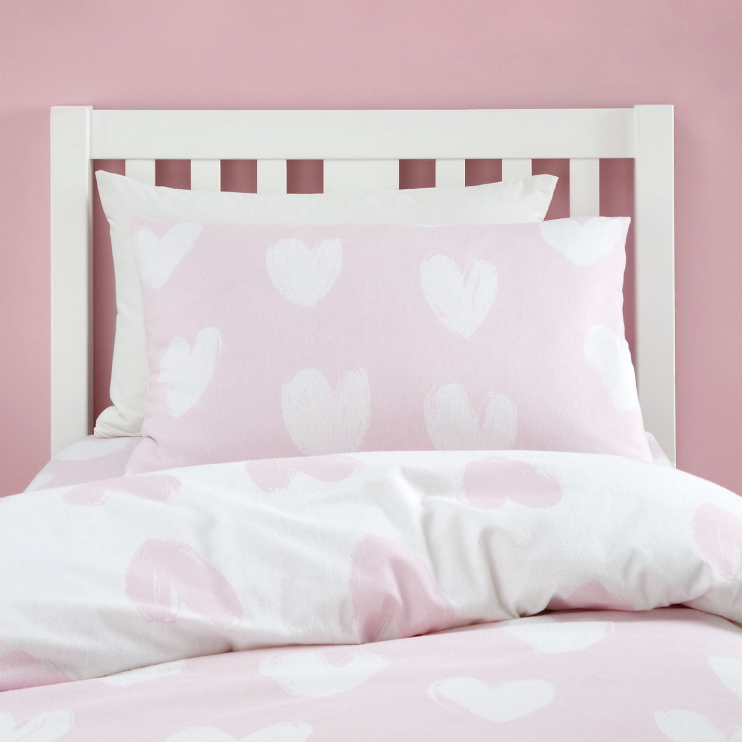 Catherine Lansfield Brushed Cotton Hearts Reversible Duvet Set