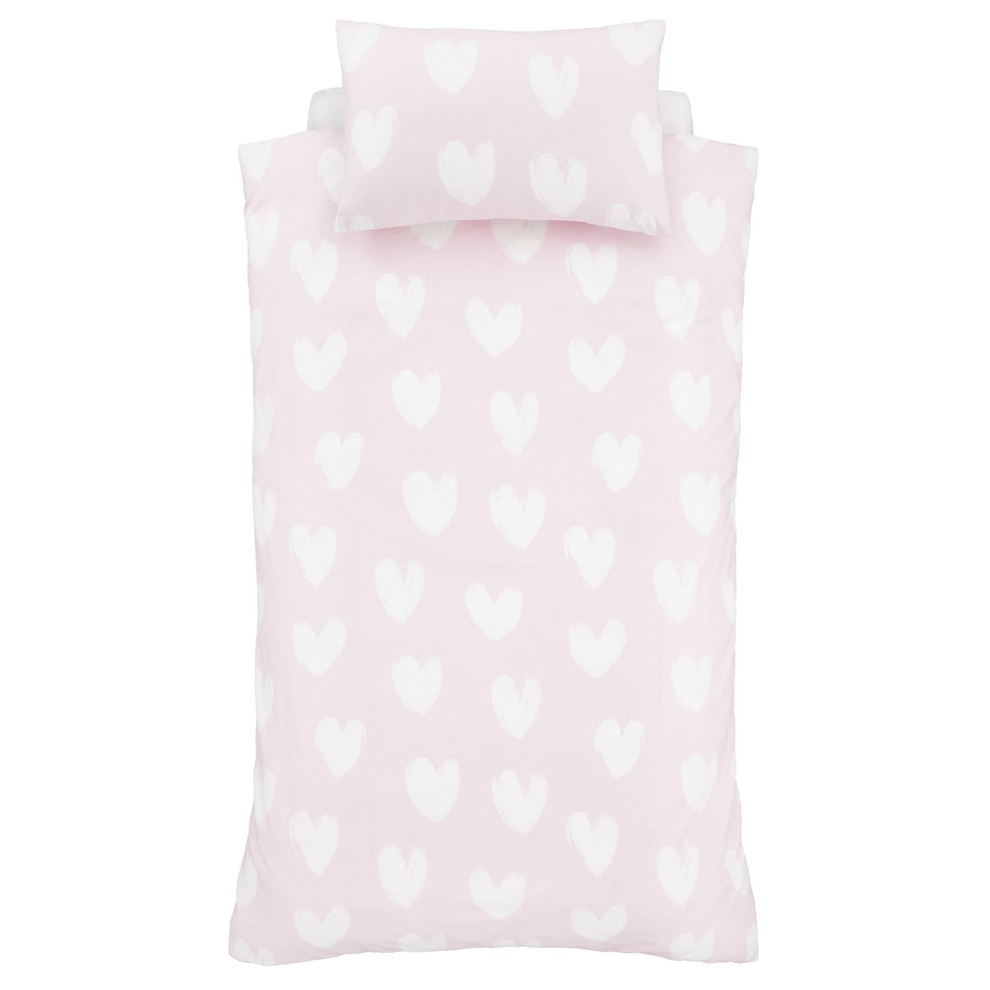 Catherine Lansfield Brushed Cotton Hearts Reversible Duvet Set