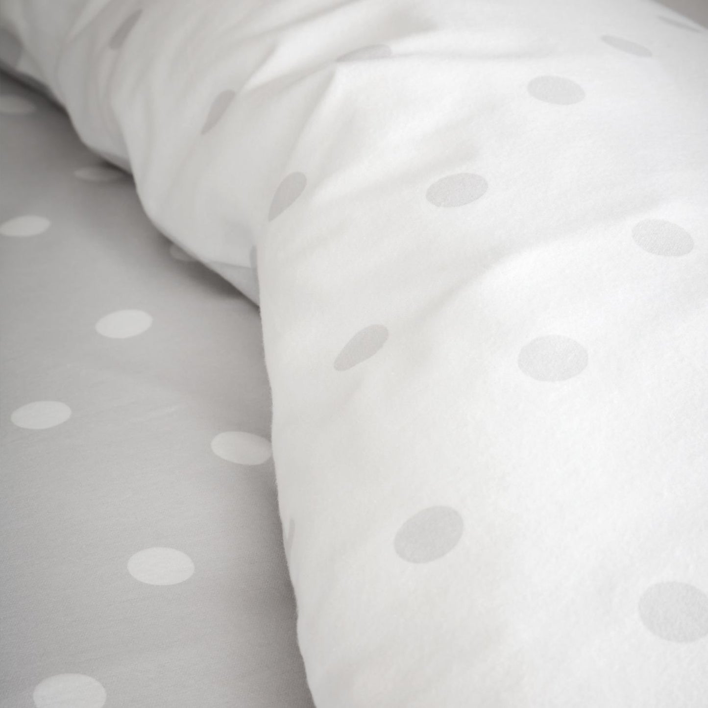 Catherine Lansfield Polka Dot Grey Brushed Cotton Reversible Duvet Set