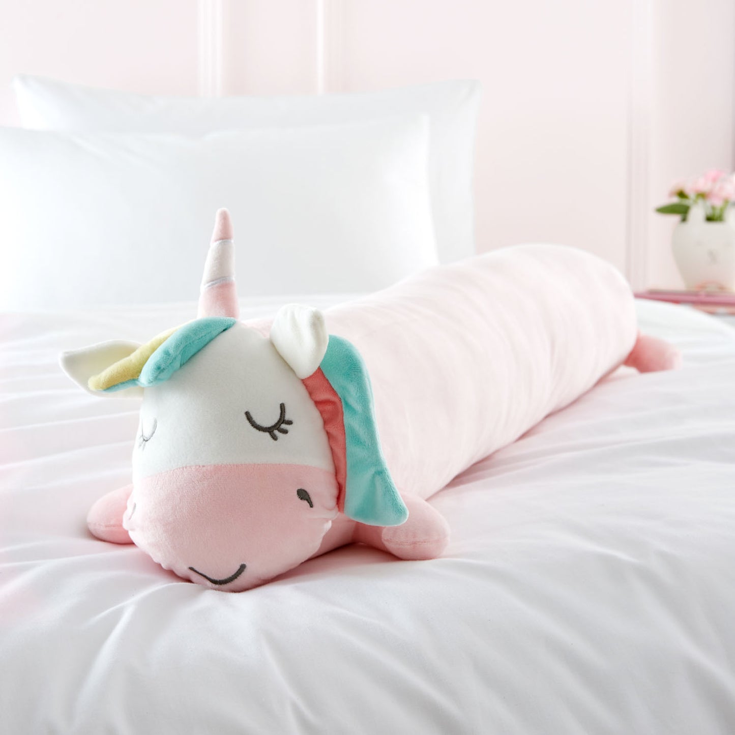 Catherine Lansfield Cuddle Friends Pink Unicorn 3D Cushion (90cm x 15cm)