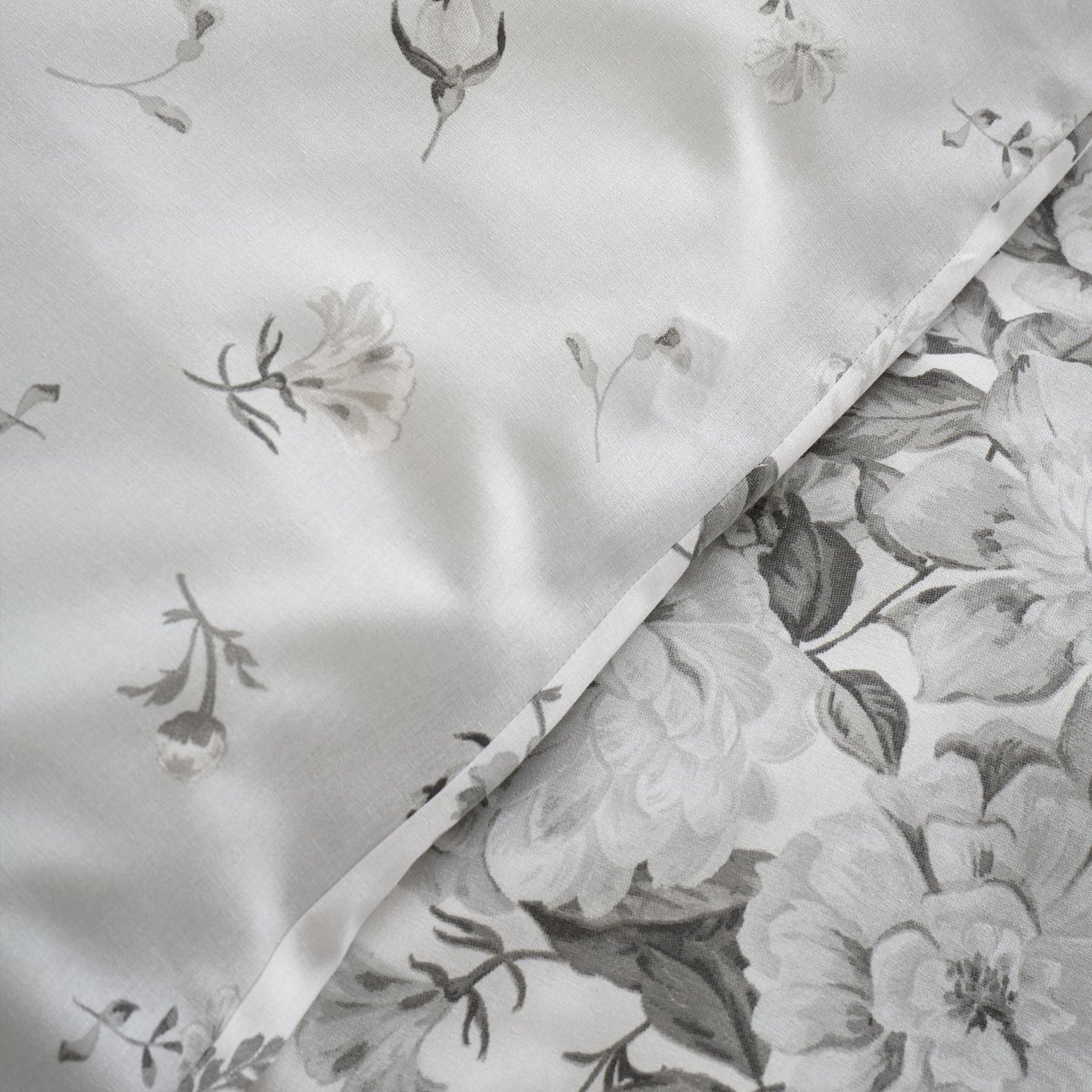 Catherine Lansfield Elinda Grey Floral Reversible Duvet Set