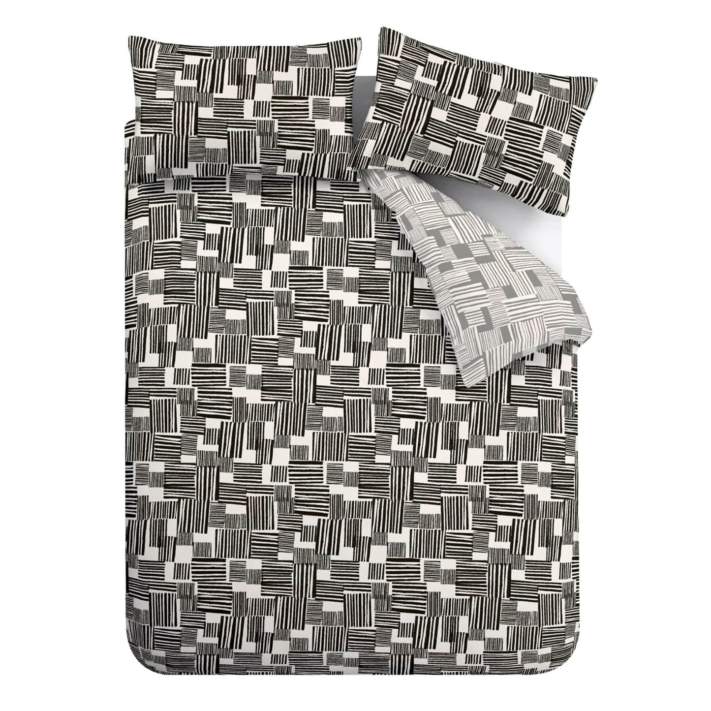 Catherine Lansfield Blocks Black Reversible Duvet Set