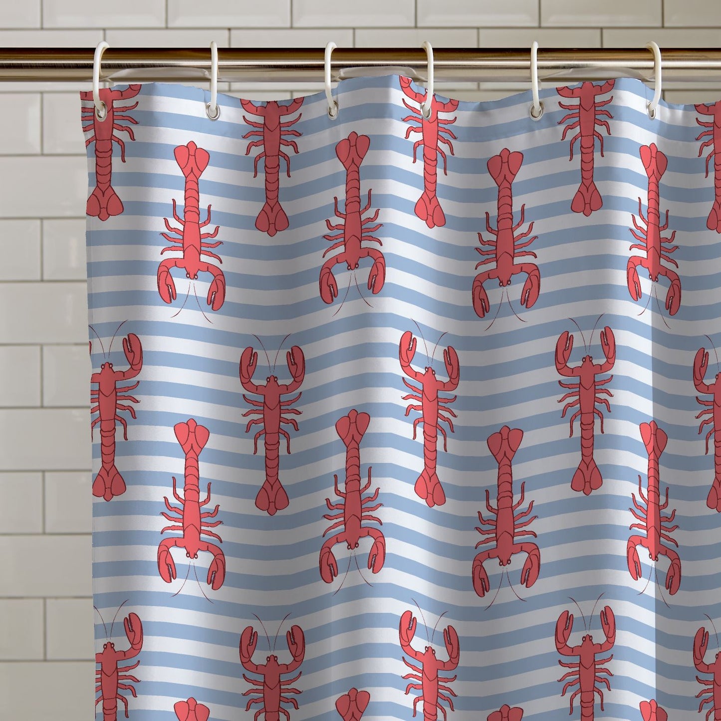 Catherine Lansfield Lobster Red Shower Curtain Panel