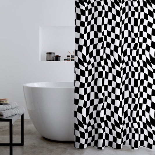 Catherine Lansfield Checkerboard Shower Curtain Panel