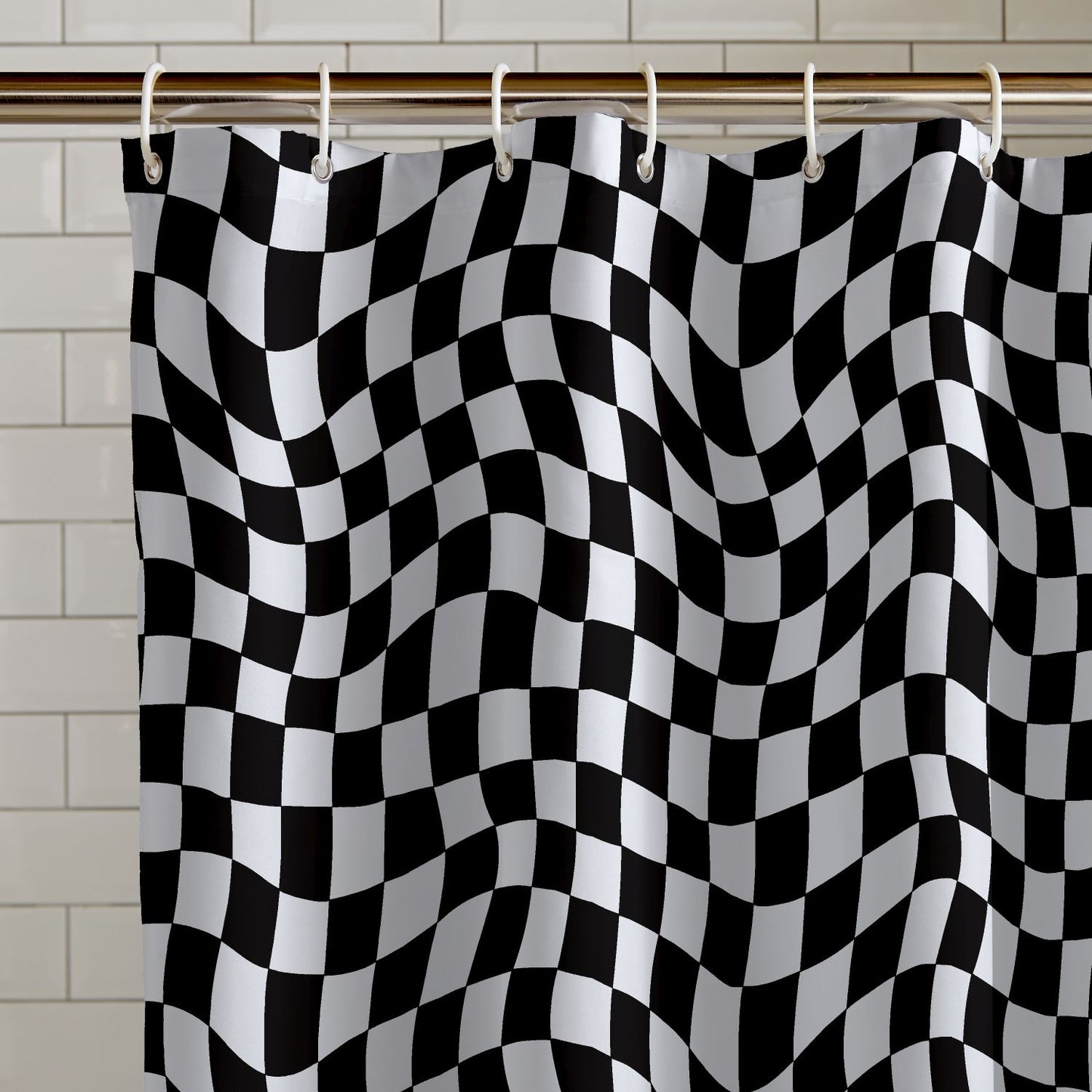 Catherine Lansfield Checkerboard Shower Curtain Panel