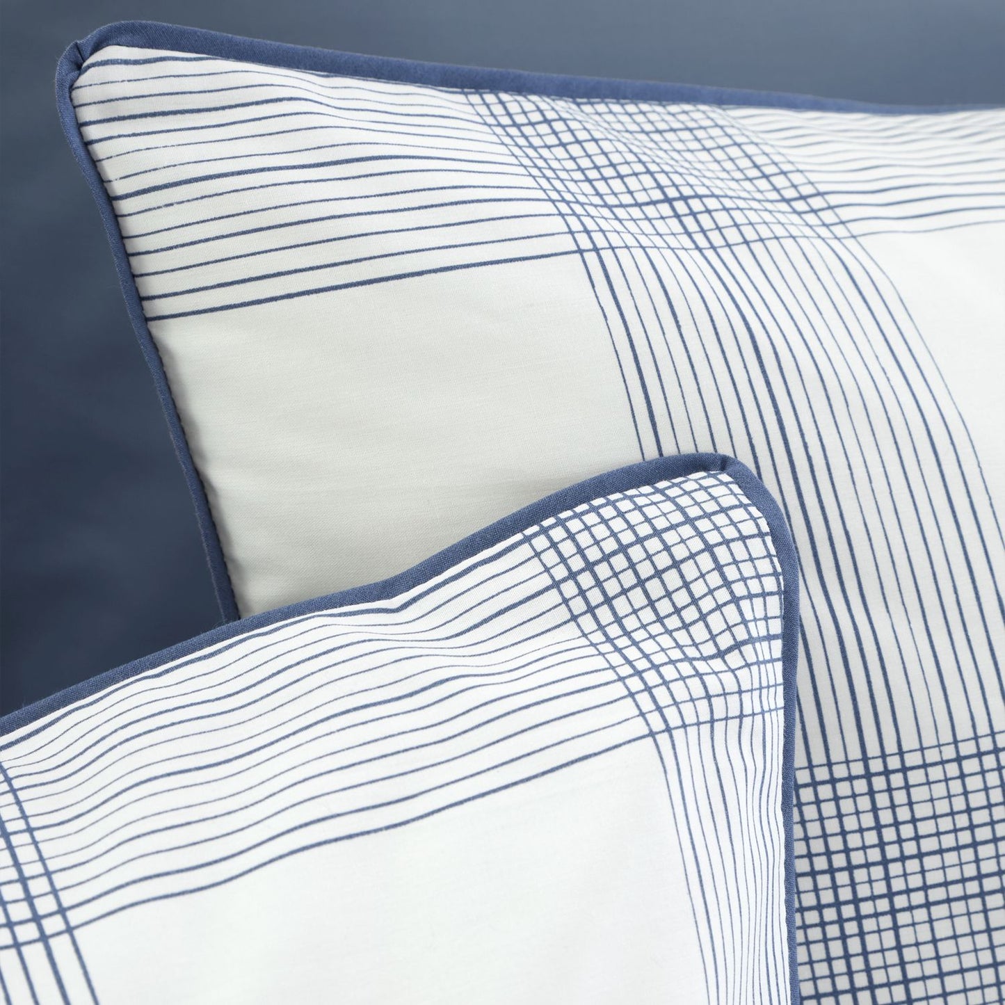Bianca Marlow Blue Check 200TC Cotton Percale Reversible Duvet Set