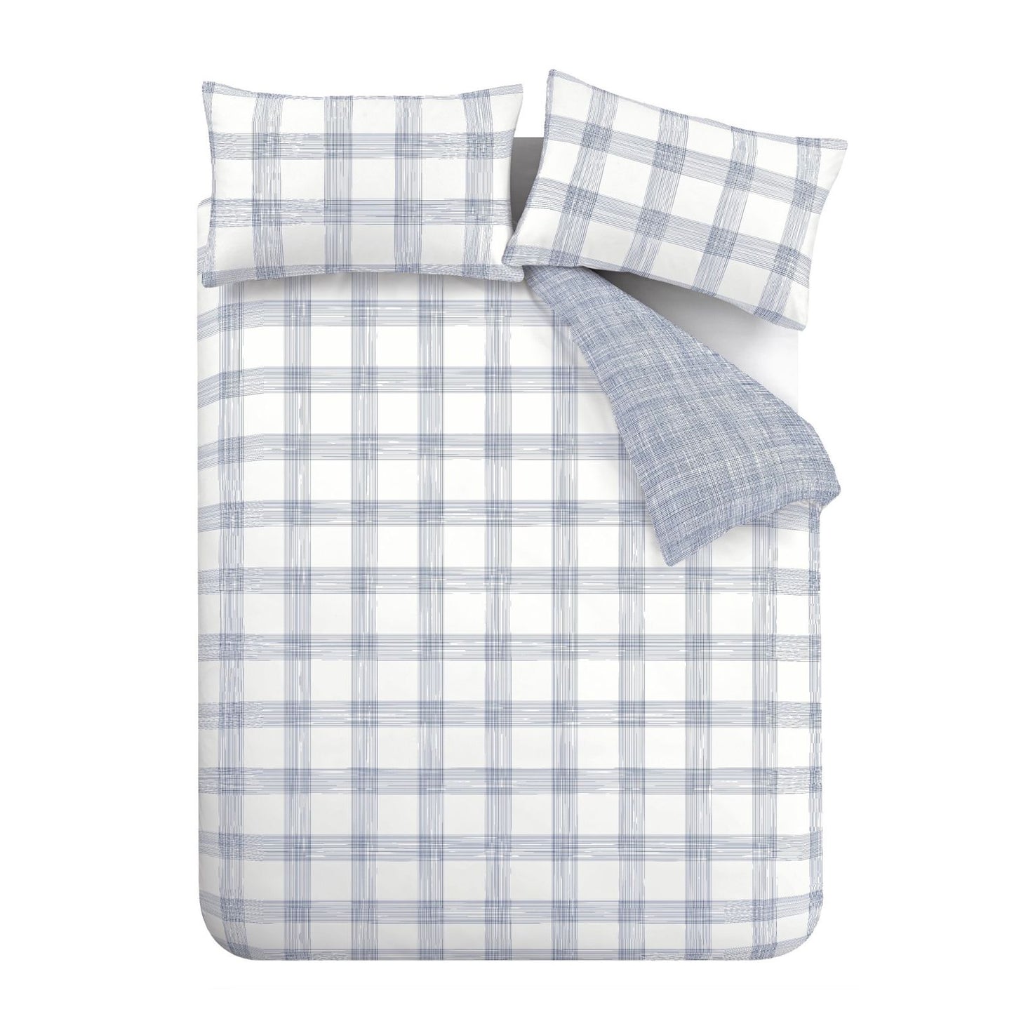 Bianca Marlow Blue Check 200TC Cotton Percale Reversible Duvet Set